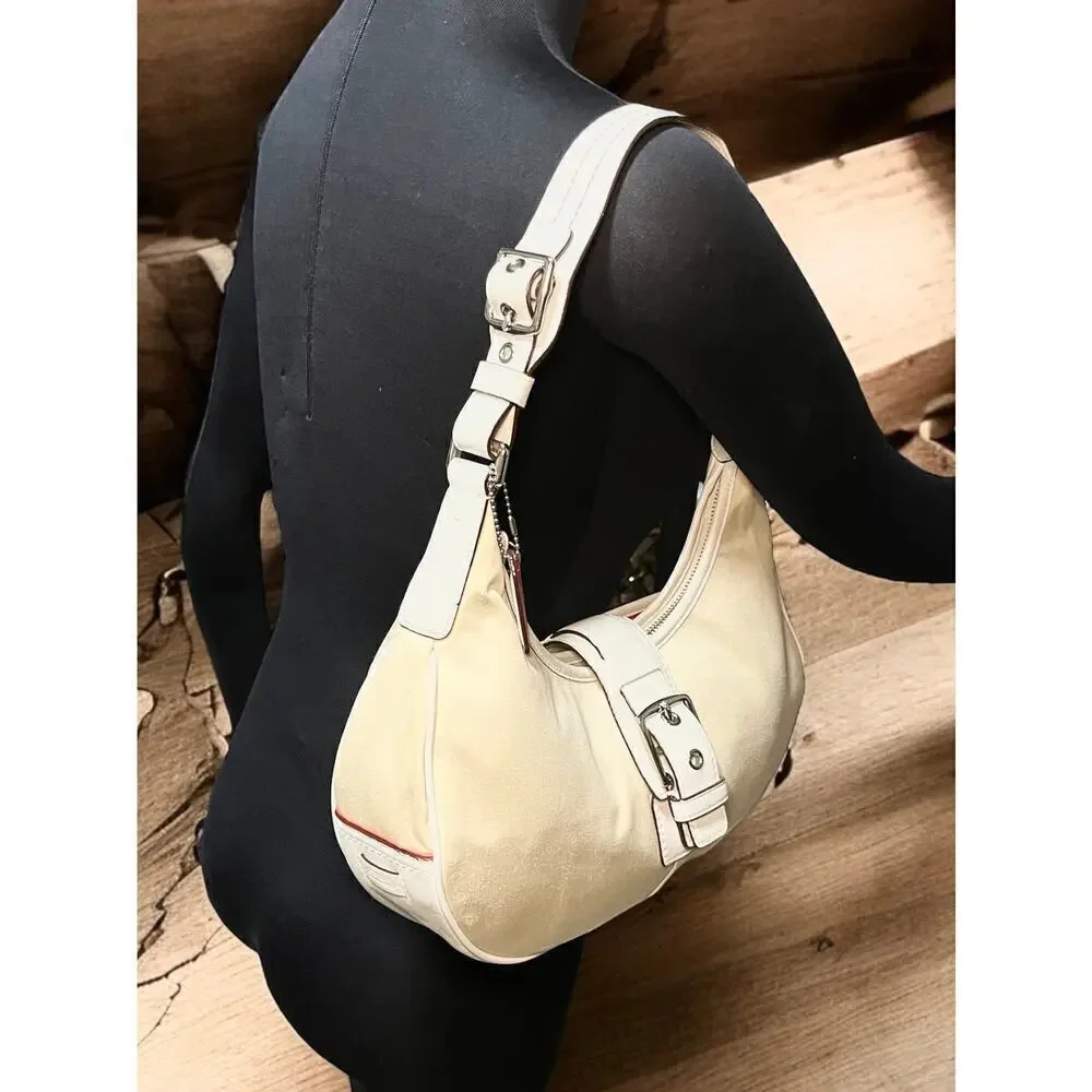 Coach Cream Hobo Shoulder Bag with Red Tag